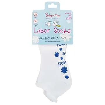 Labor and Delivery Non Skid Socks by Baby Be Mine Maternity, Ready Set Push, Blue, 6-10