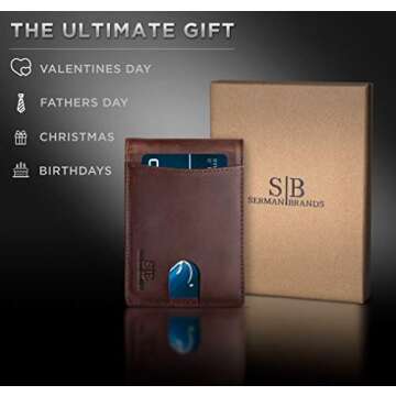 SERMAN BRANDS RFID Blocking Slim Leather Wallet for Men