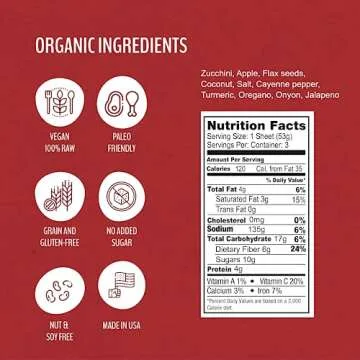 WrawP Organic Veggie Wraps - SPICY (8 pack) SHELF STABLE, All Natural, Gluten Free, Paleo, Raw Vegan. Perfect for Wraps, flat bread, snack, chips