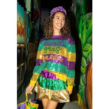 GLBCC Mardi Gras Hairband for Women Purple Pearl Rhinestone Knotted Headband Carnival Parade Party Hair Accessories