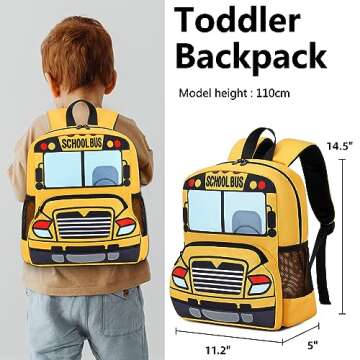 Toddler Backpack Boy Girls Preschool School Bus Bookbag Kindergarten 3D Daycare Bags Lunch Box Mediu...