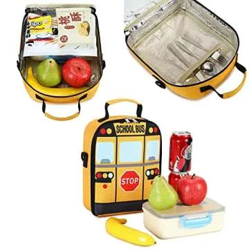 Toddler Backpack Boy Girls Preschool School Bus Bookbag Kindergarten 3D Daycare Bags Lunch Box Medium Yellow Red