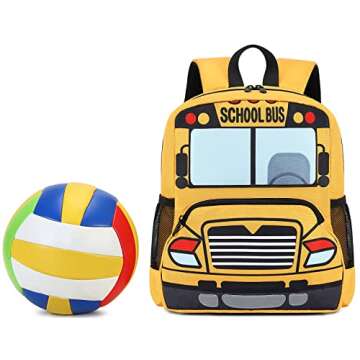 Toddler Backpack Boy Girls Preschool School Bus Bookbag Kindergarten 3D Daycare Bags Lunch Box Medium Yellow Red