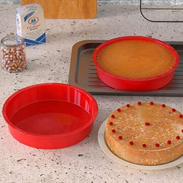 SILIVO 9.5 inch Round Cake Pans (2 Pack) - Nonstick Silicone Cake Molds for Layer Cake, Cheese Cake and Chocolate Cake