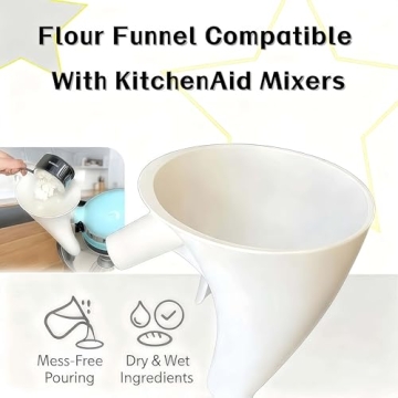 Flour Funnel for KitchenAid Mixer 5 Qt, Anti-Splash Attachment for Tilt-Head Stand Mixer 4.5 & 5 Qua...