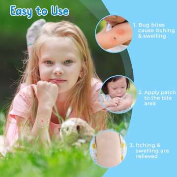 Itch Relief Patches 48 Counts, Natural Bug Bite Patches for Kids, Instantly Reduce Itching & Swellin...
