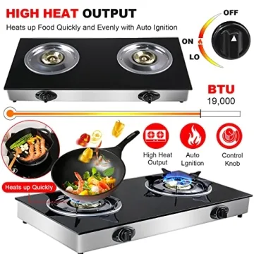 2 Burner Portable Propane Gas Cooktop with Auto Ignition