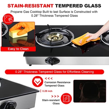 2 Burner Portable Propane Gas Cooktop with Auto Ignition