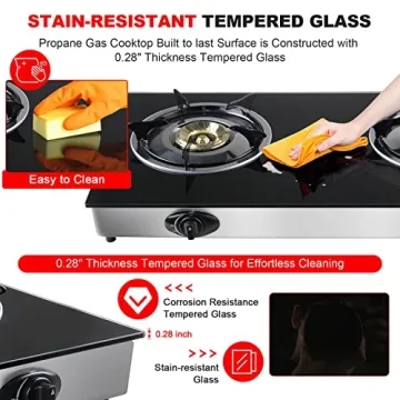 2 Burner Portable Propane Gas Cooktop with Auto Ignition