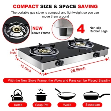 2 Burner Portable Propane Gas Cooktop with Auto Ignition