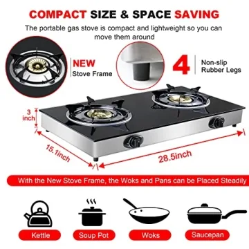 2 Burner Portable Propane Gas Cooktop with Auto Ignition