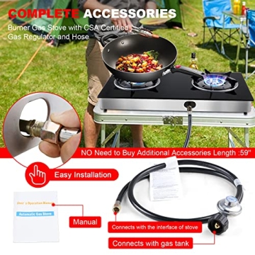 2 Burner Portable Propane Gas Cooktop with Auto Ignition