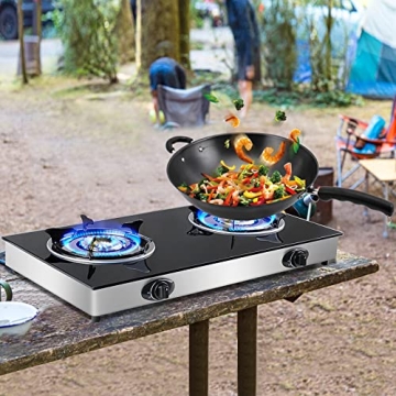2 Burner Portable Propane Gas Cooktop with Auto Ignition
