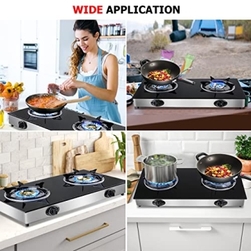 2 Burner Portable Propane Gas Cooktop with Auto Ignition
