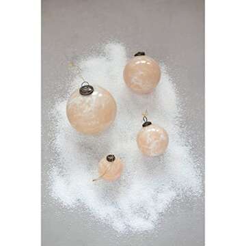 Creative Co-Op Glass Ball Ornament, Marbled Nude Finish
