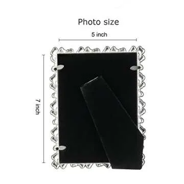 Licotom Metal Picture Frame Silver Plated with Ivory White Enamel and Crystals, Lovely Flowers Photo Frame 5x7 inch
