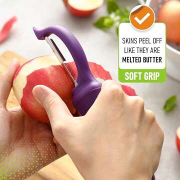 Professional Purple Vegetable Peeler with Soft Grip Handle