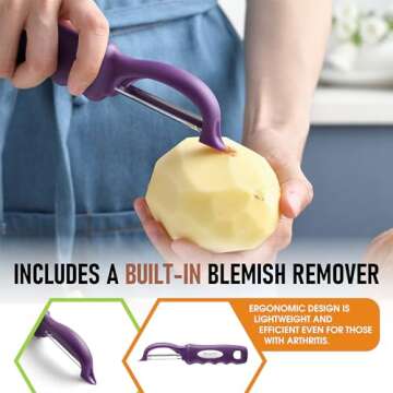 Professional Purple Vegetable Peeler with Soft Grip Handle