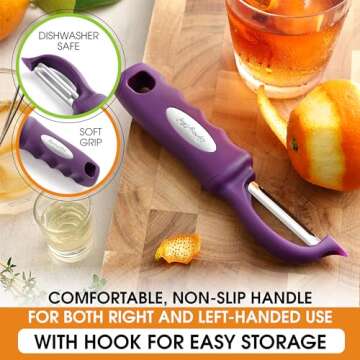 Professional Purple Vegetable Peeler with Soft Grip Handle