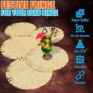 Fun Express Round Luau Place Mats - Bulk Set of 12 Stress-Free Cleanup - 15-Inch Every Table - Premi...