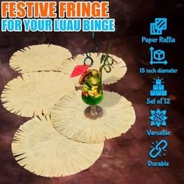 Fun Express Round Luau Place Mats - Bulk Set of 12 Stress-Free Cleanup - 15-Inch Every Table - Premi...