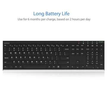 Arteck Wireless Keyboard - Rechargeable & Durable Design