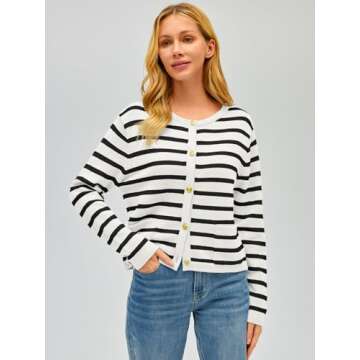 EFAN Womens Knit Cardigan Sweaters Open Front Button Cropped Sweater Jackets with Pockets 2024