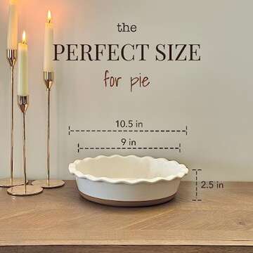 Mora Ceramic Deep Fluted Pie Dish for Baking - 9 inch Porcelain Pie Plate for Apple, Quiche, Pot Pie...
