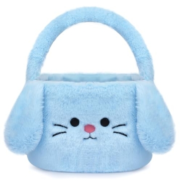 KOPHINYE Easter Basket for Kid, Adorable Blue Bunny, Perfect for Egg Hunts and Storage