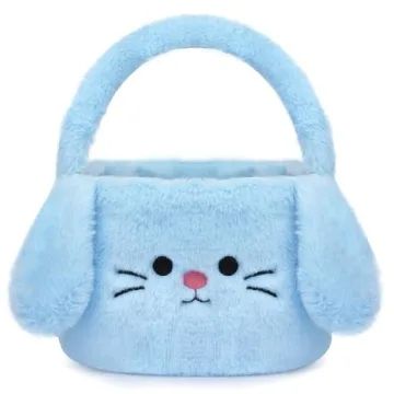KOPHINYE Easter Basket for Kid, Adorable Blue Bunny, Perfect for Egg Hunts and Storage