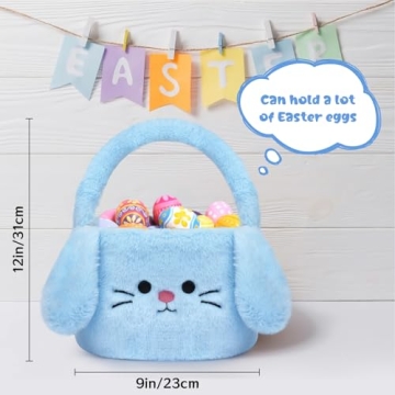 KOPHINYE Blue Bunny Easter Basket for Kids