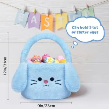 KOPHINYE Blue Bunny Easter Basket for Kids
