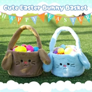 KOPHINYE Blue Bunny Easter Basket for Kids