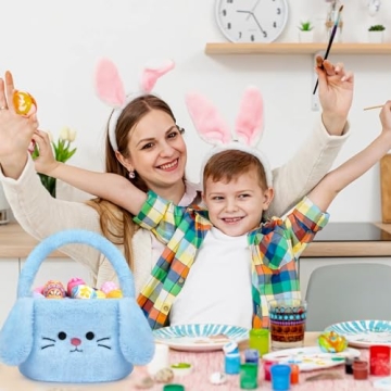 KOPHINYE Blue Bunny Easter Basket for Kids