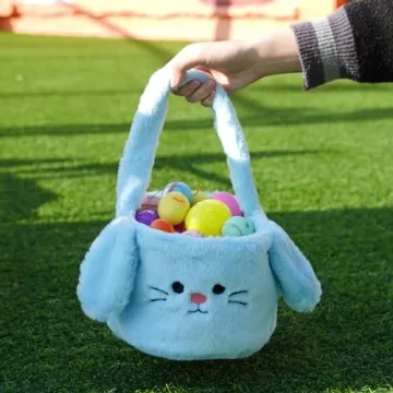 KOPHINYE Blue Bunny Easter Basket for Kids