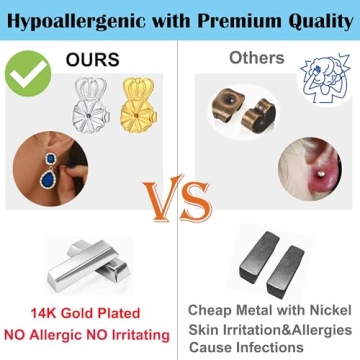 Kouley 14K Earring Lifters for Comfort and Support