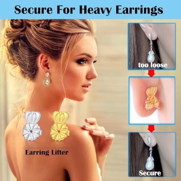 Kouley 14K Earring Lifters for Comfort and Support