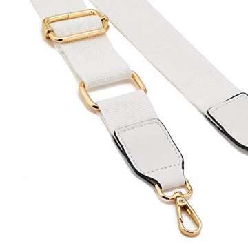 DEVPSISR Wide Shoulder Purse Strap Replacement Adjustable Belt Canvas Bag Crossbody Handbag (Leather Buckle-White)