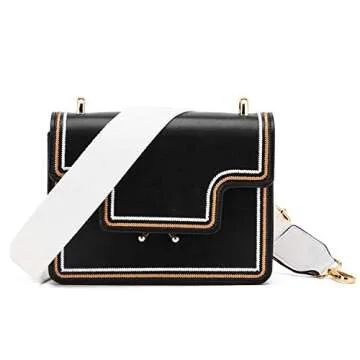 DEVPSISR Wide Shoulder Purse Strap Replacement Adjustable Belt Canvas Bag Crossbody Handbag (Leather Buckle-White)