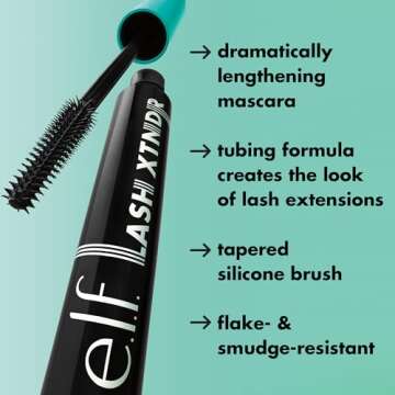 e.l.f. Lash XTNDR Mascara, Made With Tubing Technology For The Look Of Lash Extensions, Clump & Flake Free, Vegan & Cruelty-Free, Soft Black