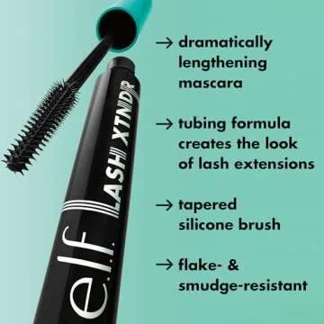 e.l.f. Lash XTNDR Mascara, Made With Tubing Technology For The Look Of Lash Extensions, Clump & Flake Free, Vegan & Cruelty-Free, Soft Black