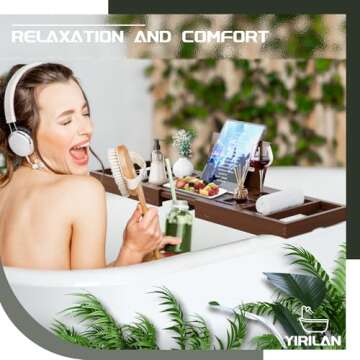 Yirilan Luxury Bathtub Tray Caddy, Expandable Bath Tray, Unique House Warming Gifts, New Home, Anniversary and Wedding Gifts for Couple, Bridal Shower Gift for Women