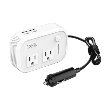 FOVAL 200W Car Power Inverter – Portable DC 12V to 110V AC Adapter with 4 USB Ports for Car Chargi...