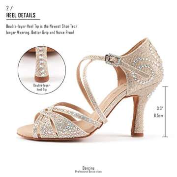 Dancine Starry Ballroom Dance Shoes - Stylish & Comfortable 3.3" Gold