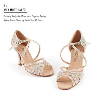 Dancine Starry Ballroom Dance Shoes - Stylish & Comfortable 3.3" Gold