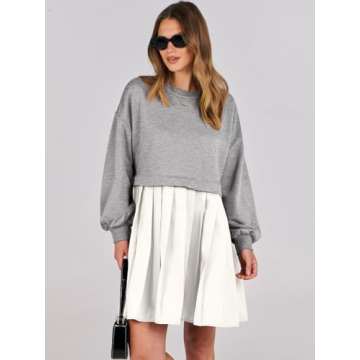 Oversized ANRABESS Women's Sweatshirt Dress - Mini, Flowy Style