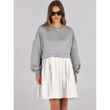 Oversized ANRABESS Women's Sweatshirt Dress - Mini, Flowy Style