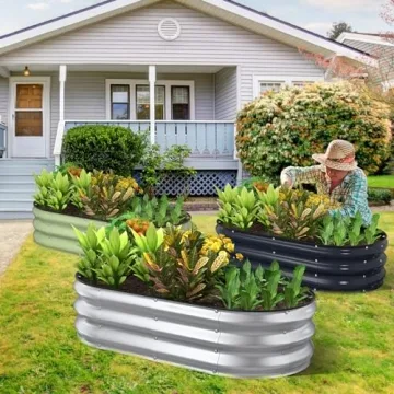 Kesfitt Outdoor Galvanized Raised Garden Bed Kit for Gardening