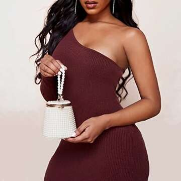 BESTYROCLY Pearl Clutch Purse for Women Mini White Beaded bag Purse Handbag for Party Wedding