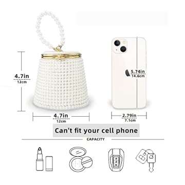 BESTYROCLY Pearl Clutch Purse for Women Mini White Beaded bag Purse Handbag for Party Wedding